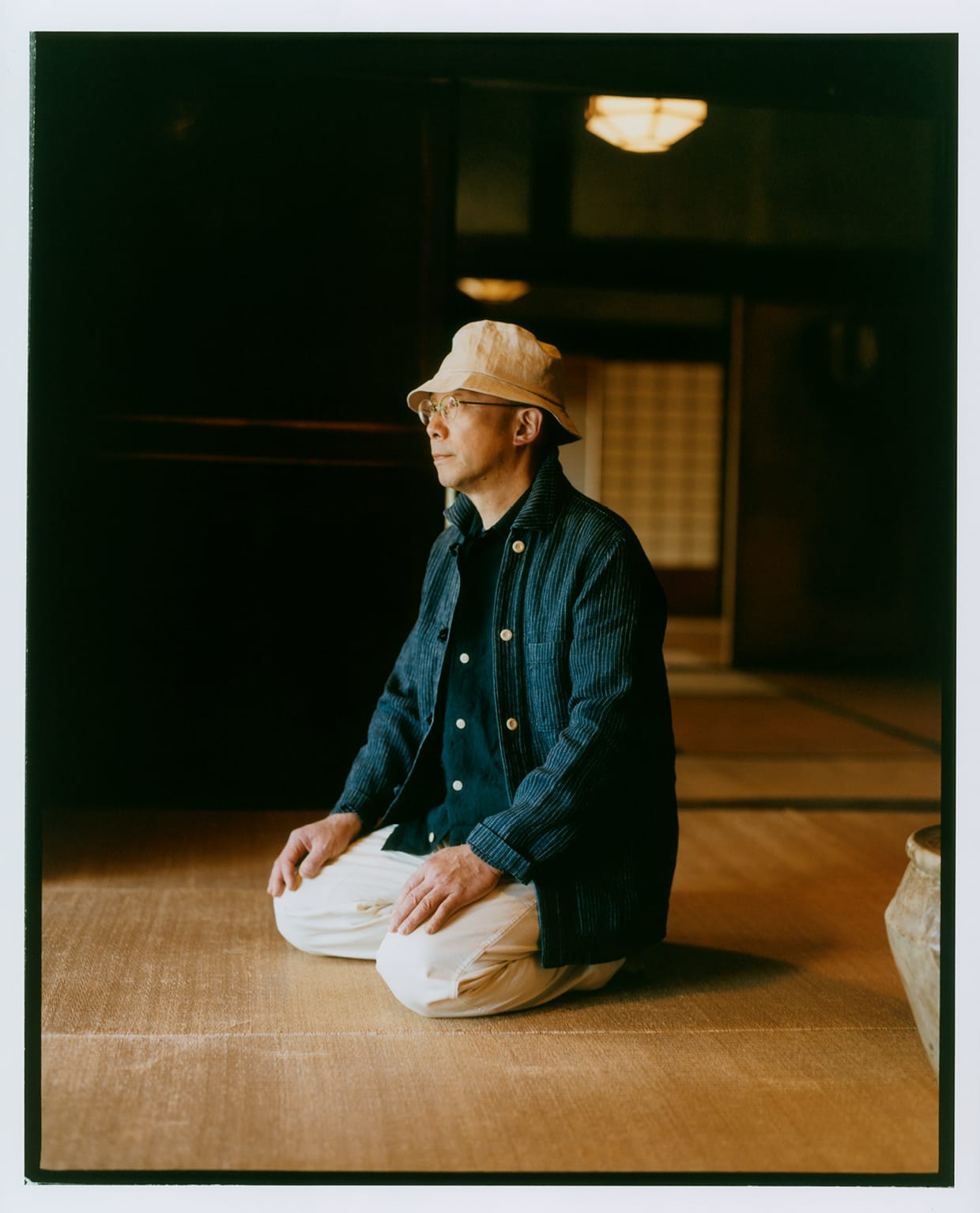 Stripe Linen Loop Button Chore Jacket