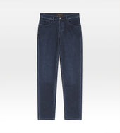 Jean en coton & cachemire bleu marine