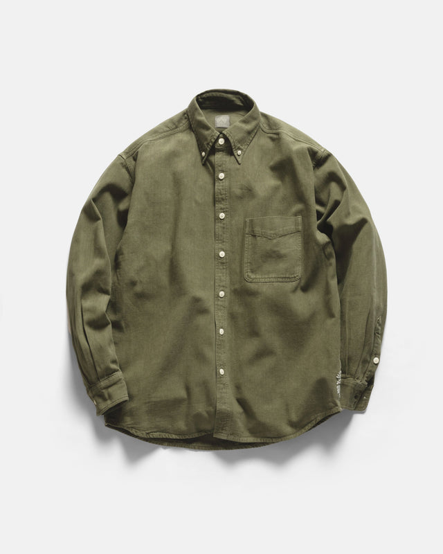 JESPER VINTAGE BUTTON DOWN SHIRT - OLIVE PIGMENT DYED OXFORD CLOTH