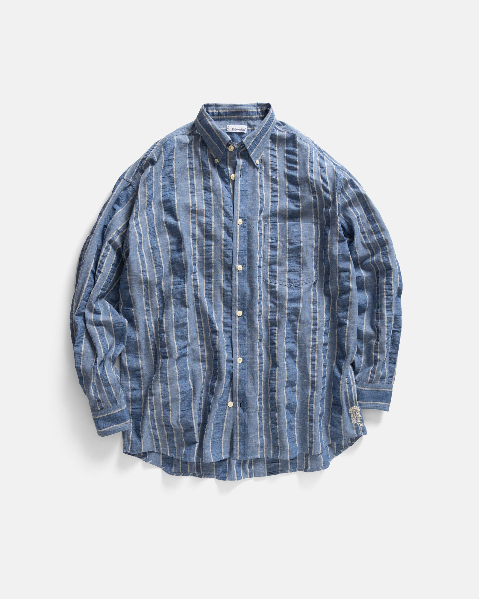 Jesper Vintage Button Down Shirt Tonal Gray Melange Handwoven Exploded Seersucker Oxford