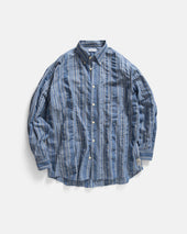 JESPER VINTAGE BUTTON DOWN SHIRT - TONAL INDIGO / GRAY MELANGE HANDWOVEN EXPLODED SEERSUCKER OXFORD