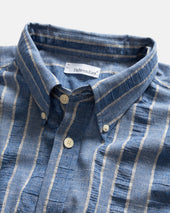 Jesper Vintage Button Down Shirt Tonal Gray Melange Handwoven Exploded Seersucker Oxford