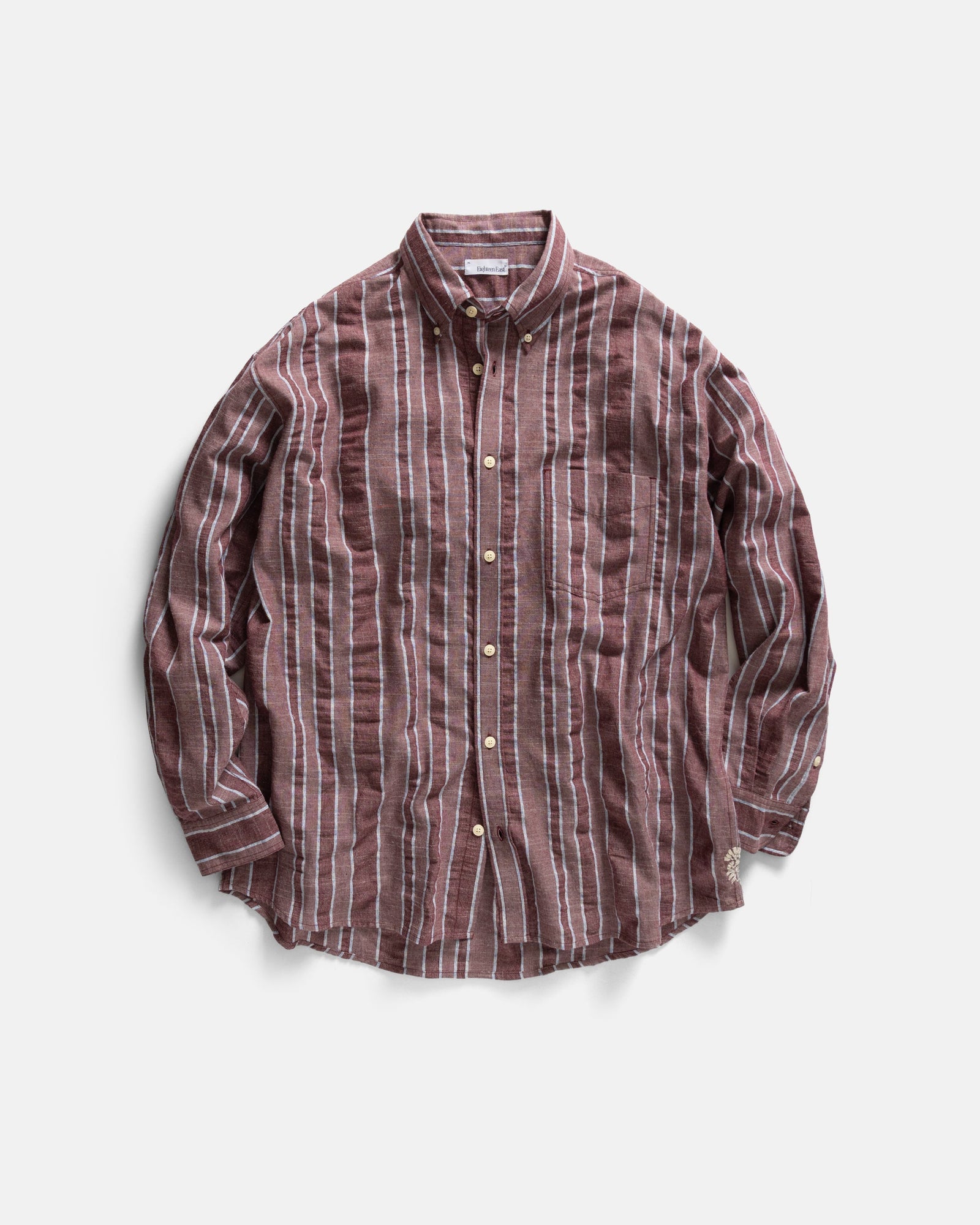 Jesper Vintage Button Down Shirt Tonal Lambrusco Gray Melange Handwoven Exploded Seersucker Oxford