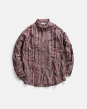 JESPER VINTAGE BUTTON DOWN SHIRT - TONAL LAMBRUSCO / GRAY MELANGE HANDWOVEN EXPLODED SEERSUCKER OXFORD