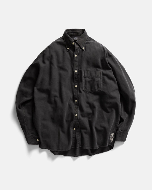 JESPER VINTAGE BUTTON DOWN SHIRT - BLACK PIGMENT DYED OXFORD CLOTH