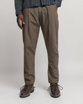 JIAN SINGLE PLEAT PANT - CHOCOLATE COTTON MICRO RIPSTOP