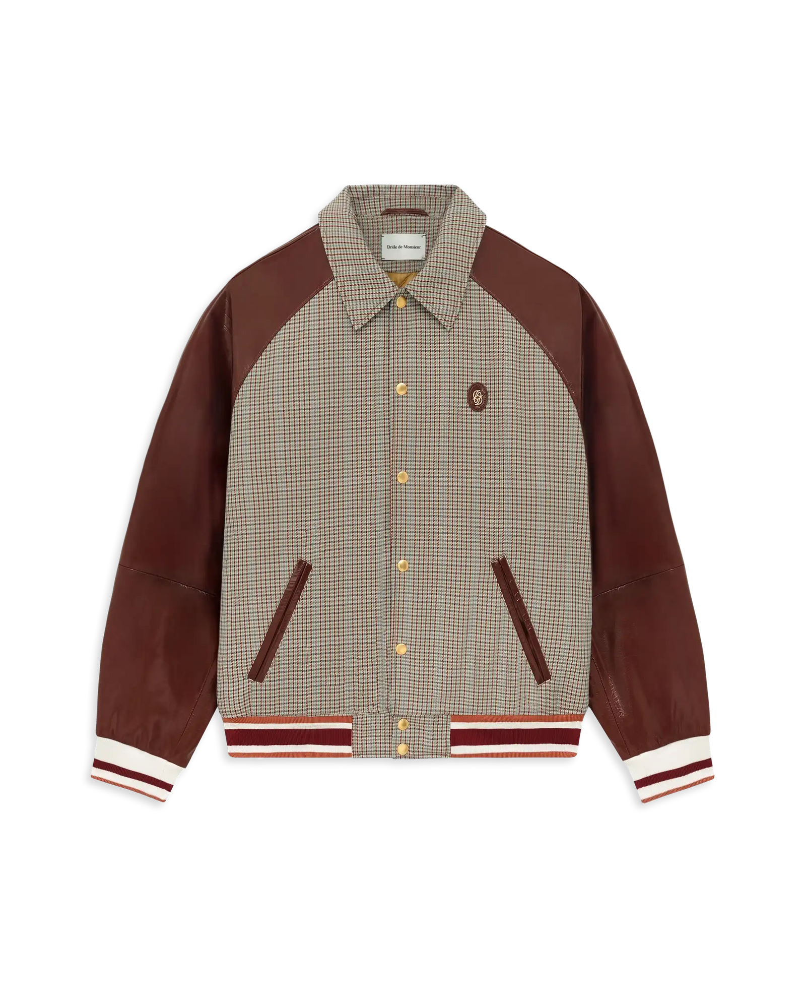 Veste Mix Cuir Et Carreaux
