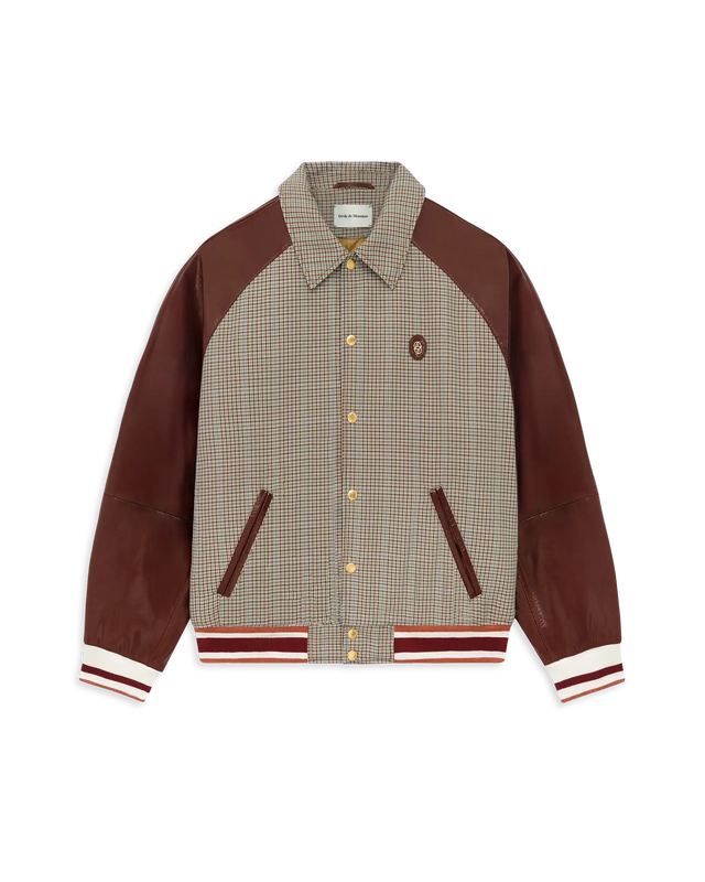 Veste Mix Cuir et Carreaux
