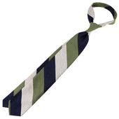 Triple Block Stripe Soft Shantung Silk Tie Navy