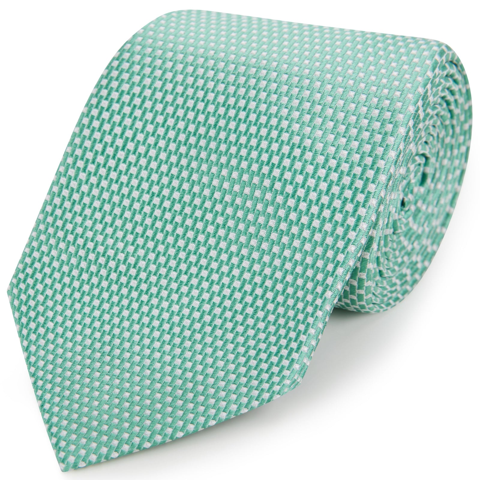 Green Geometric Log Woven Silk Tie