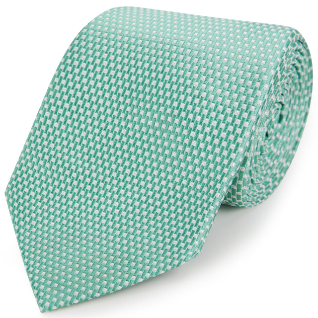 Green Geometric Log Woven Silk Tie