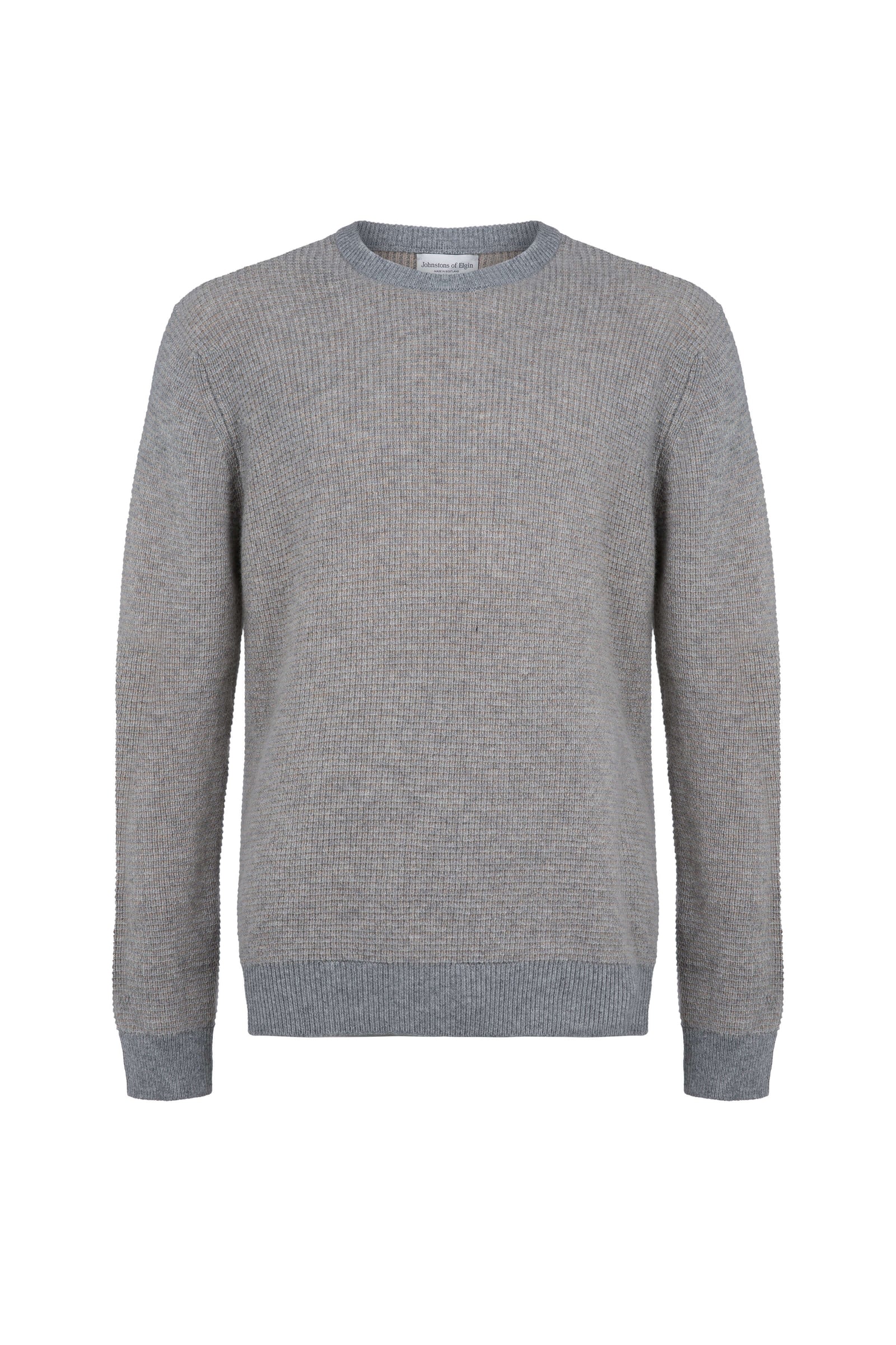 Textured Waffle Rib Grey Cashmere Jumper
