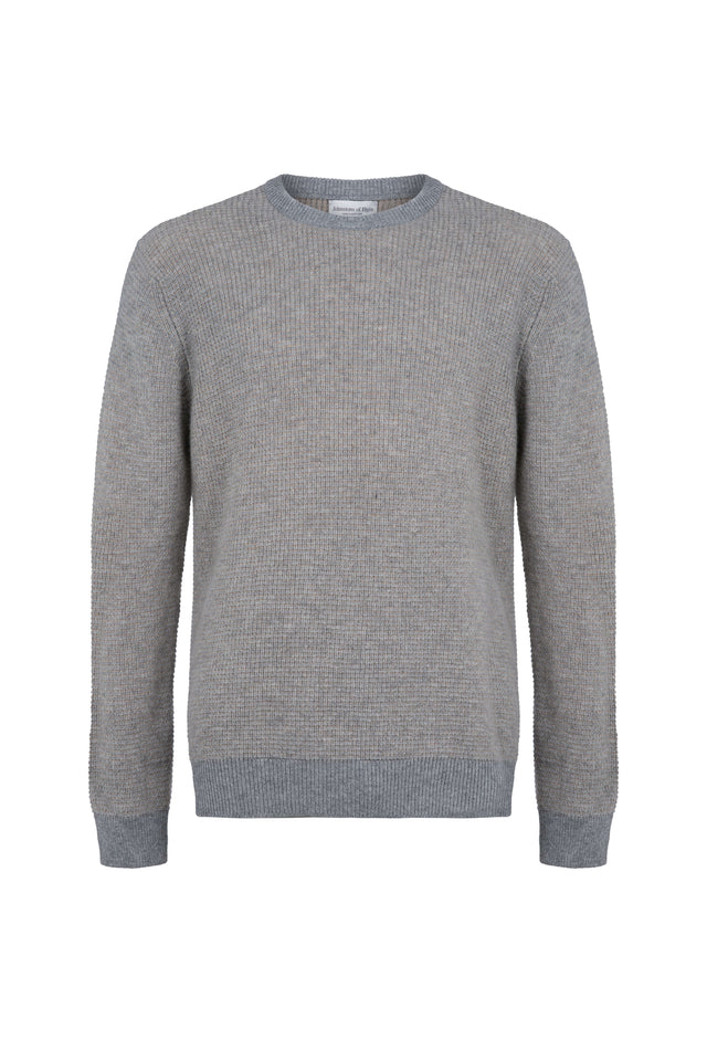 Textured Waffle Rib Grey Cashmere Jumper