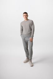 Textured Waffle Rib Grey Cashmere Jumper