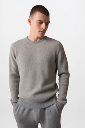 Textured Waffle Rib Grey Cashmere Jumper