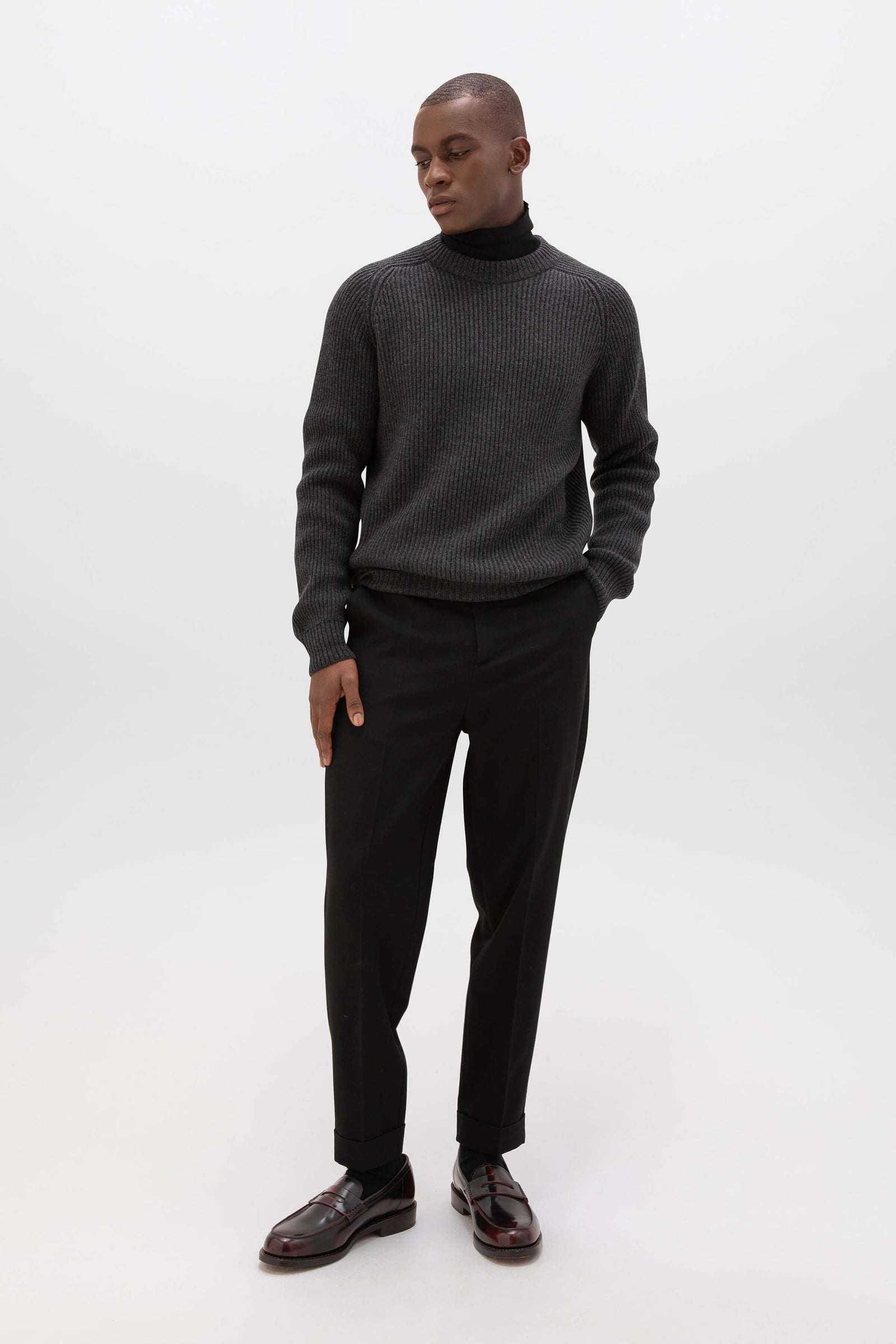 Contrast Neck Cashmere Jumper