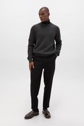 Contrast Neck Charcoal Cashmere Jumper