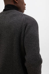 Contrast Neck Charcoal Cashmere Jumper