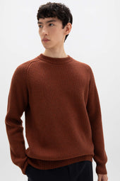 Contrast Neck Red Cashmere Jumper