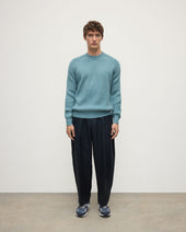 Contrast Neck Green Cashmere Jumper