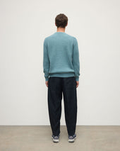 Contrast Neck Green Cashmere Jumper