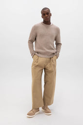 Waffle Textured Light Brown Cashmere Jumper