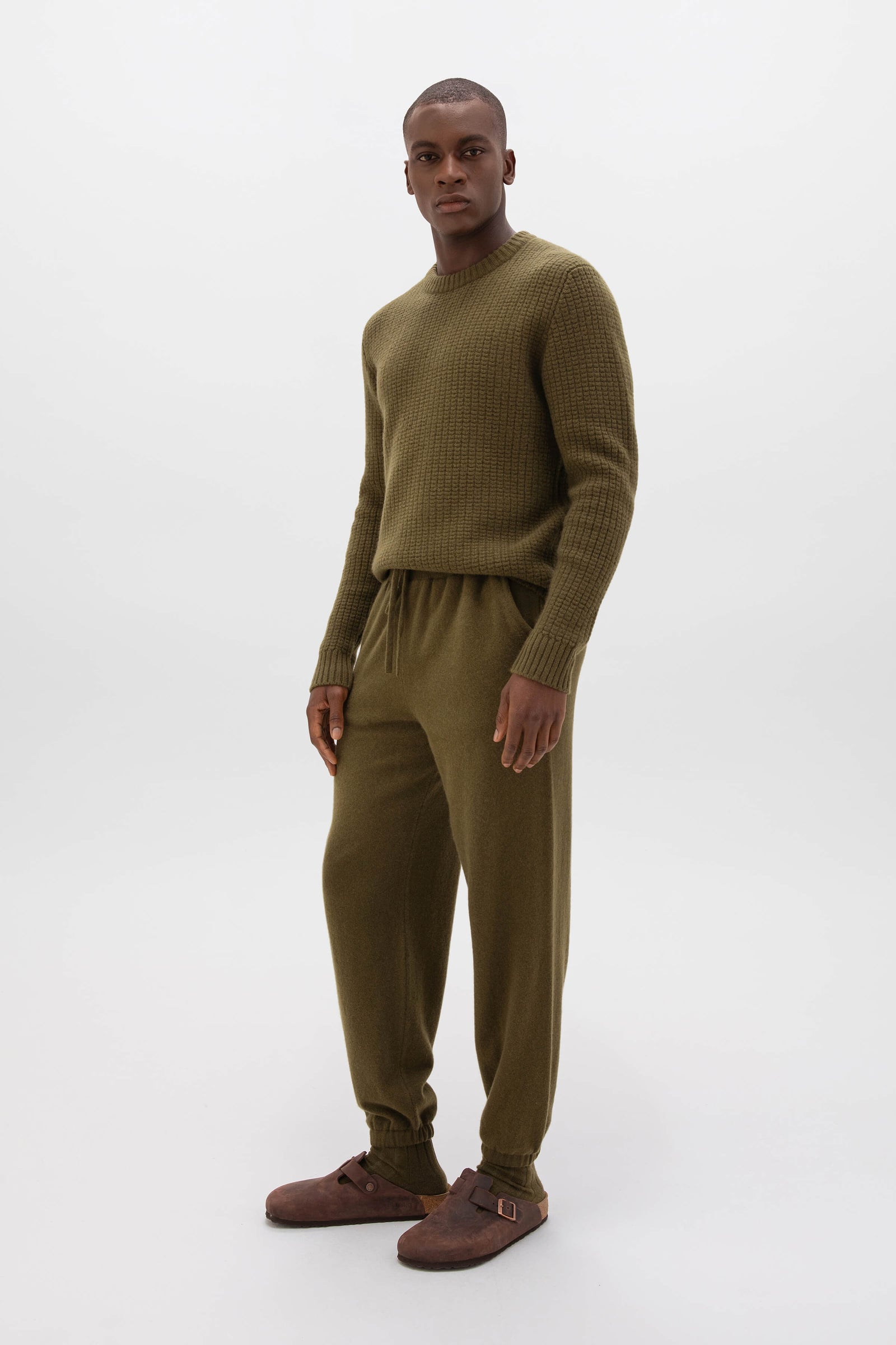 Waffle Textured Green Cashmere Jumper