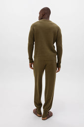 Waffle Textured Olive Green Cashmere Jumper