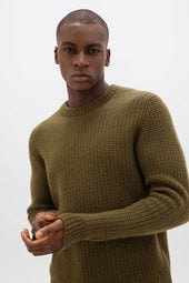 Waffle Textured Green Cashmere Jumper