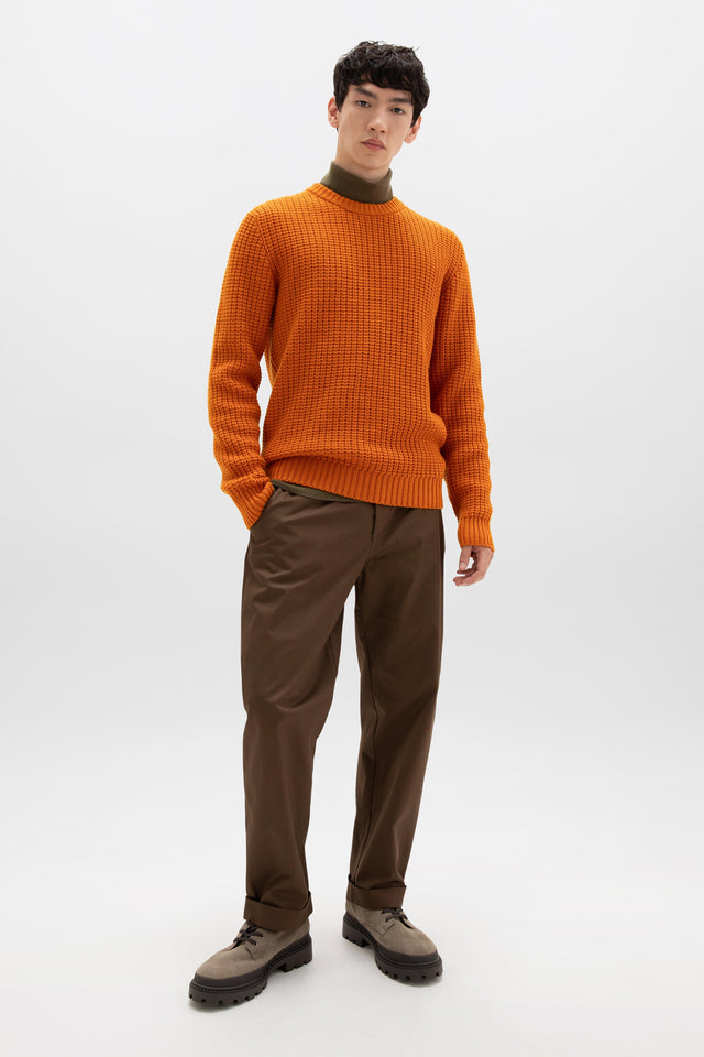 Waffle Textured Orange Cashmere Jumper