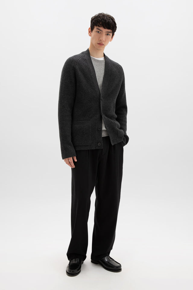 Relaxed Charcoal Cashmere Cardigan