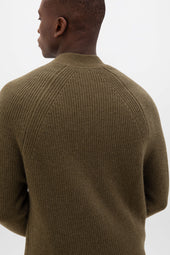 Relaxed Olive Green Cashmere Cardigan