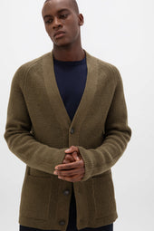 Relaxed Olive Green Cashmere Cardigan