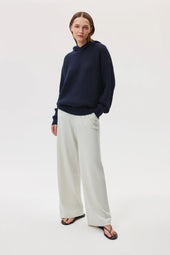 Mesh Rib Cashmere Dark Navy Hoodie