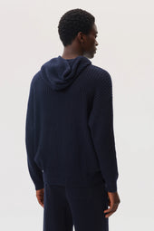 Mesh Rib Cashmere Dark Navy Hoodie