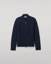 Cashmere Milano Stitch Dark Navy Zip Jacket