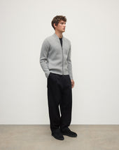 Cashmere Milano Stitch Light Grey Zip Jacket