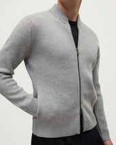 Cashmere Milano Stitch Light Grey Zip Jacket