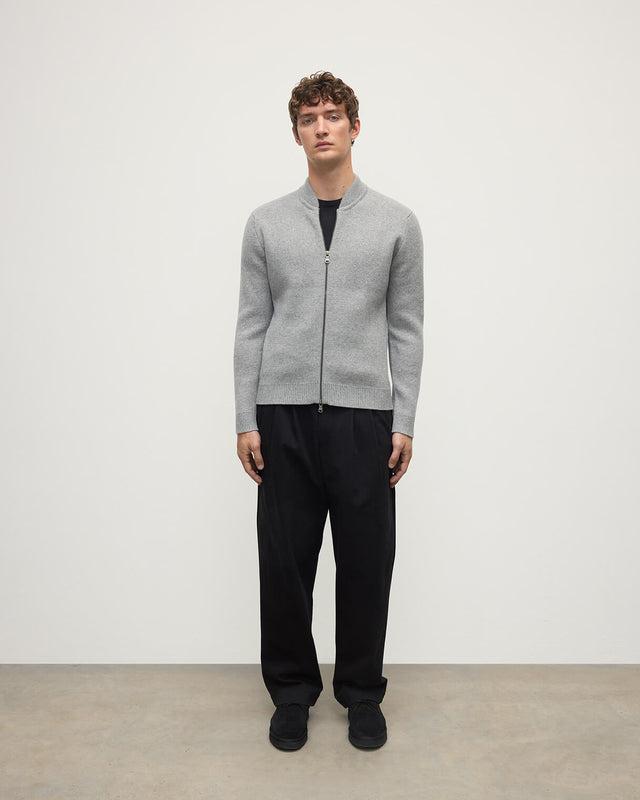 Cashmere Milano Stitch Light Grey Zip Jacket