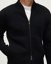 Cashmere Milano Stitch Black Zip Jacket