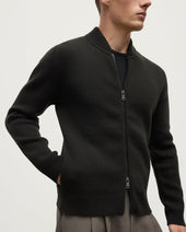 Cashmere Milano Stitch Dark Grey Zip Jacket