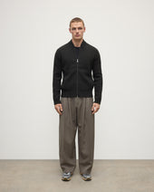 Cashmere Milano Stitch Dark Grey Zip Jacket