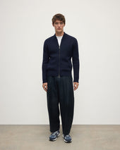 Cashmere Milano Stitch Dark Navy Zip Jacket