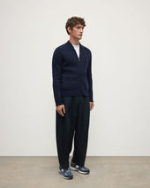 Cashmere Milano Stitch Dark Navy Zip Jacket