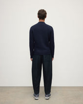 Cashmere Milano Stitch Dark Navy Zip Jacket