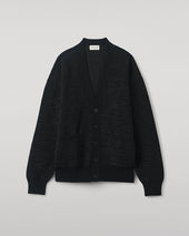 Plaited Texture Black Cashmere Cardigan