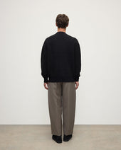 Plaited Texture Black Cashmere Cardigan
