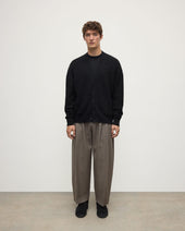 Plaited Texture Black Cashmere Cardigan