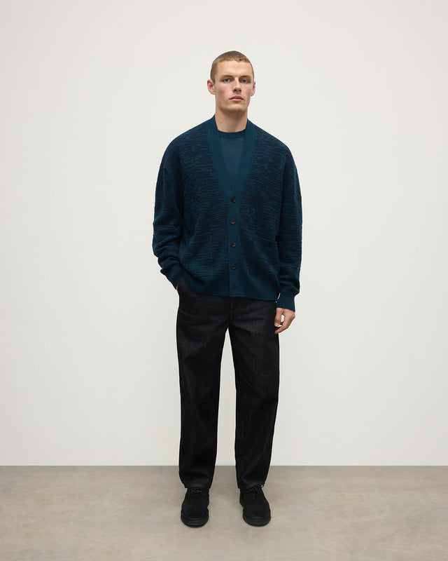 Plaited Texture Dark Green Cashmere Cardigan