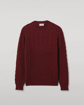 Calder Dark Red Cable Cashmere Jumper